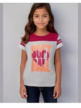 Xersion Short Sleeve Tee in White, Magenta & Peach